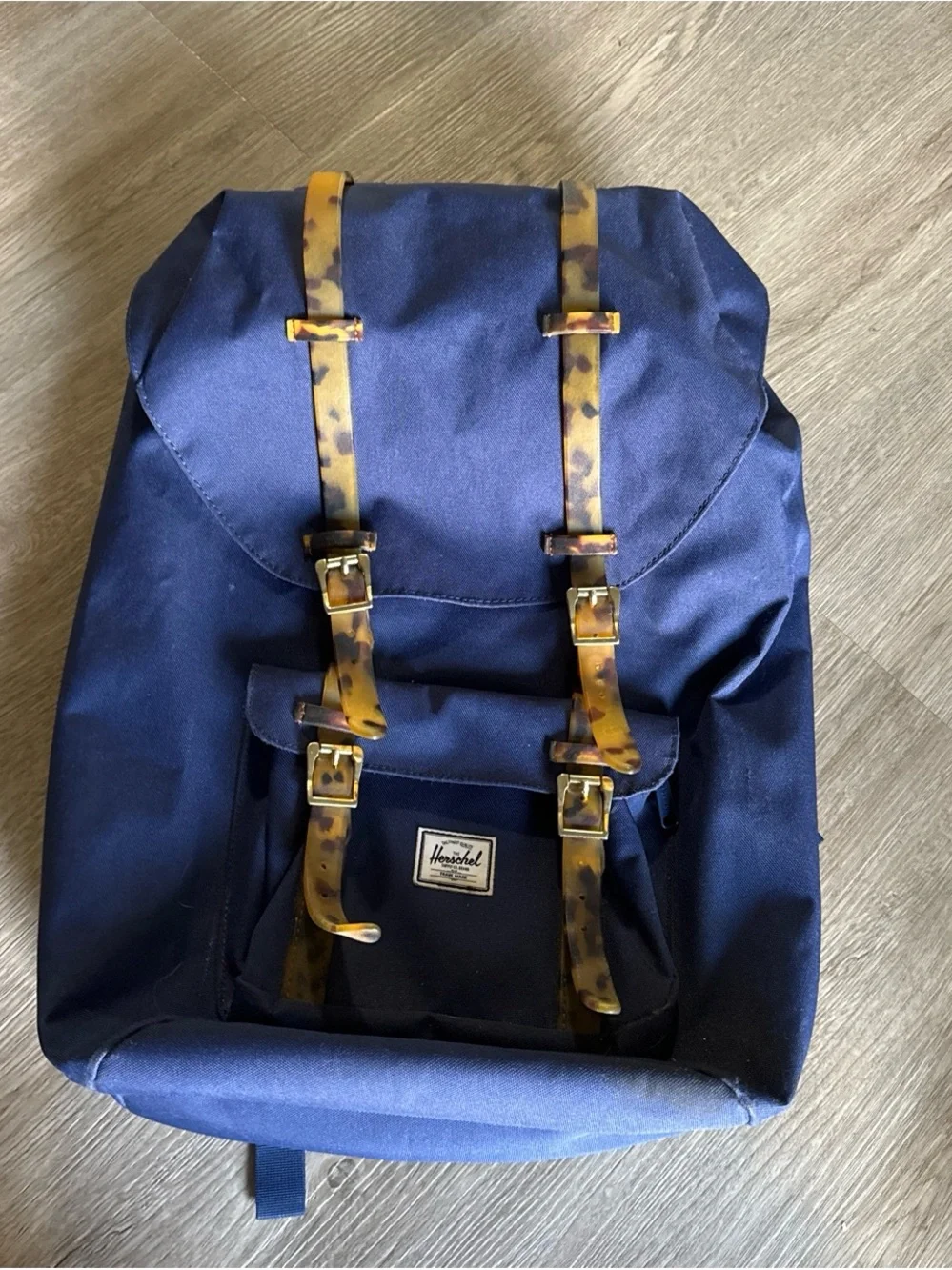 Herschel Supply Company Navy Backpack with Tortoiseshell-Pattern Straps